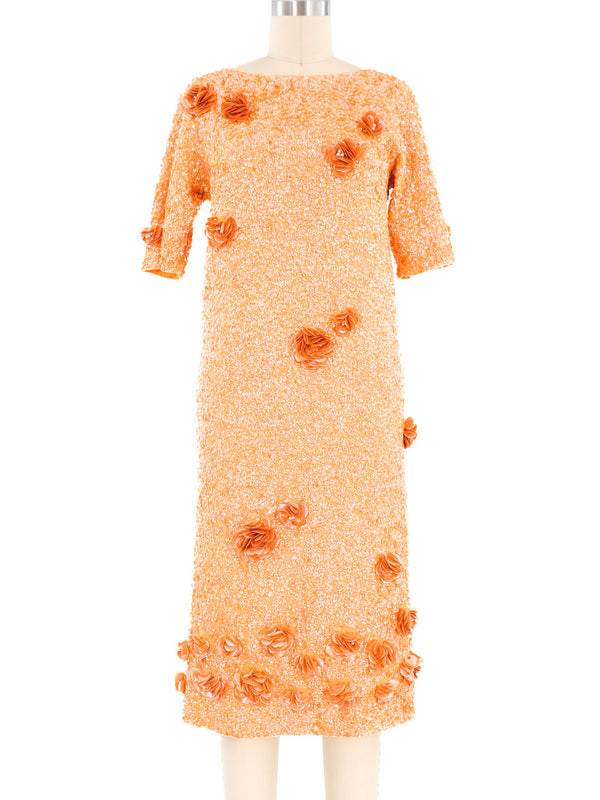 Gene Shelly Peach Sequin Knit Dress Dress arcadeshops.com