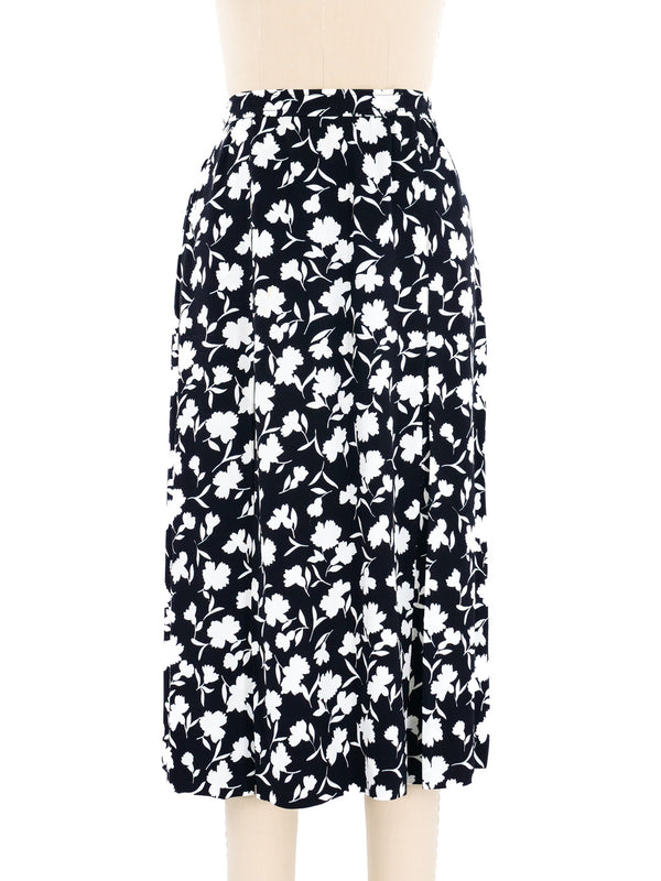 Yves Saint Laurent Black and White Floral Skirt Bottom arcadeshops.com