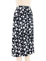 Yves Saint Laurent Black and White Floral Skirt Bottom arcadeshops.com