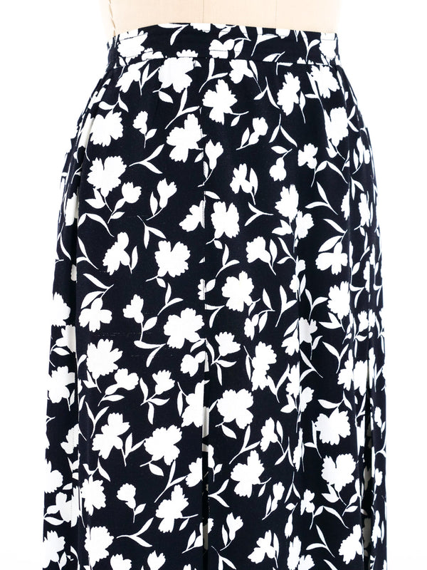 Yves Saint Laurent Black and White Floral Skirt Bottom arcadeshops.com