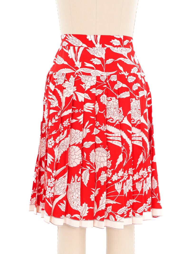 Genny Red Pleated Silk Skirt Bottom arcadeshops.com
