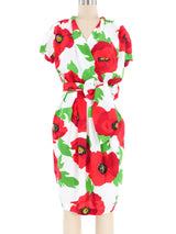 Poppy Print Wrap Style Dress Dress arcadeshops.com