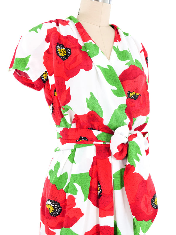 Poppy Print Wrap Style Dress Dress arcadeshops.com
