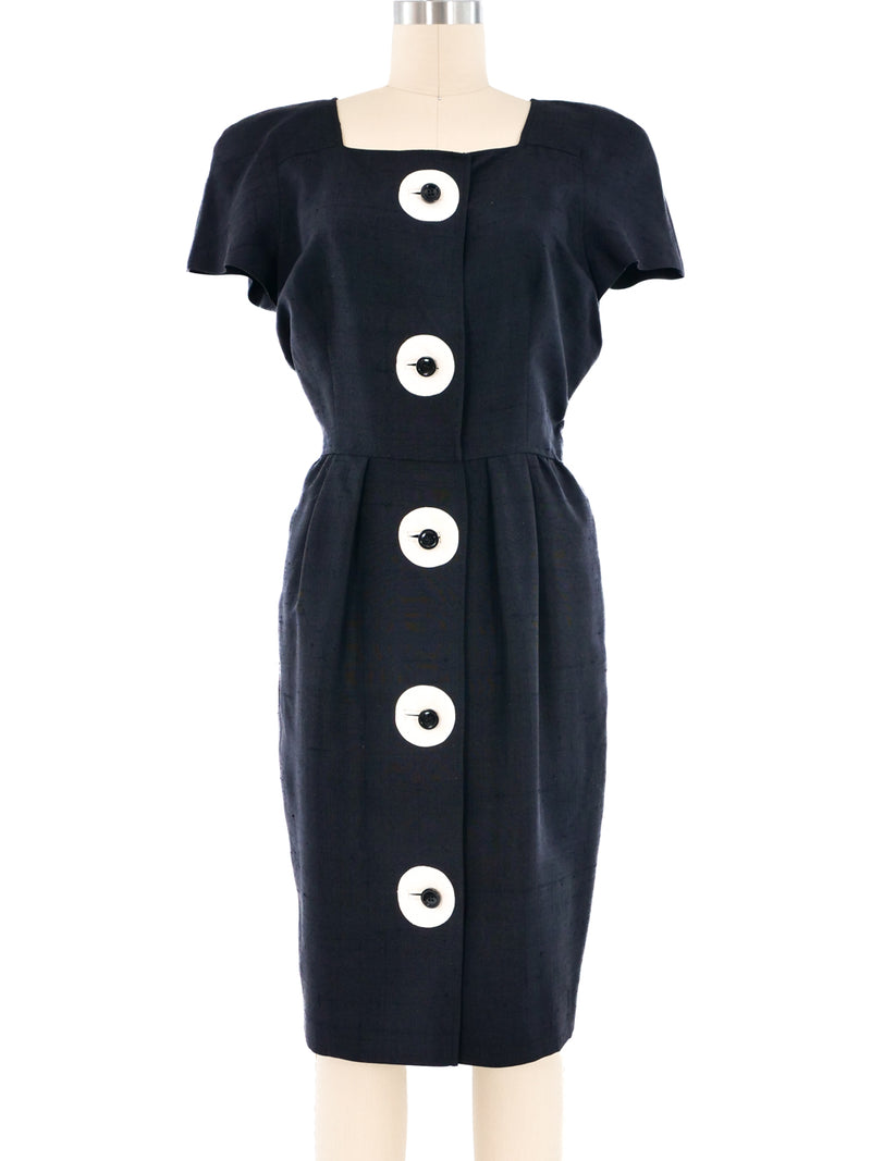 Valentino Black and White Linen Dress Dress arcadeshops.com