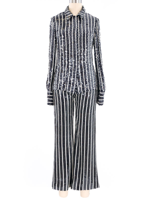 Oscar de la Renta Striped Sequin Ensemble Suit arcadeshops.com