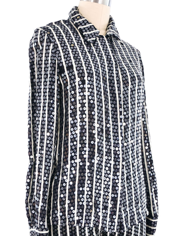 Oscar de la Renta Striped Sequin Ensemble Suit arcadeshops.com
