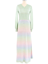 1970s Pastel Striped Lurex Knit Maxi Dress Dress arcadeshops.com