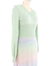 1970s Pastel Striped Lurex Knit Maxi Dress Dress arcadeshops.com