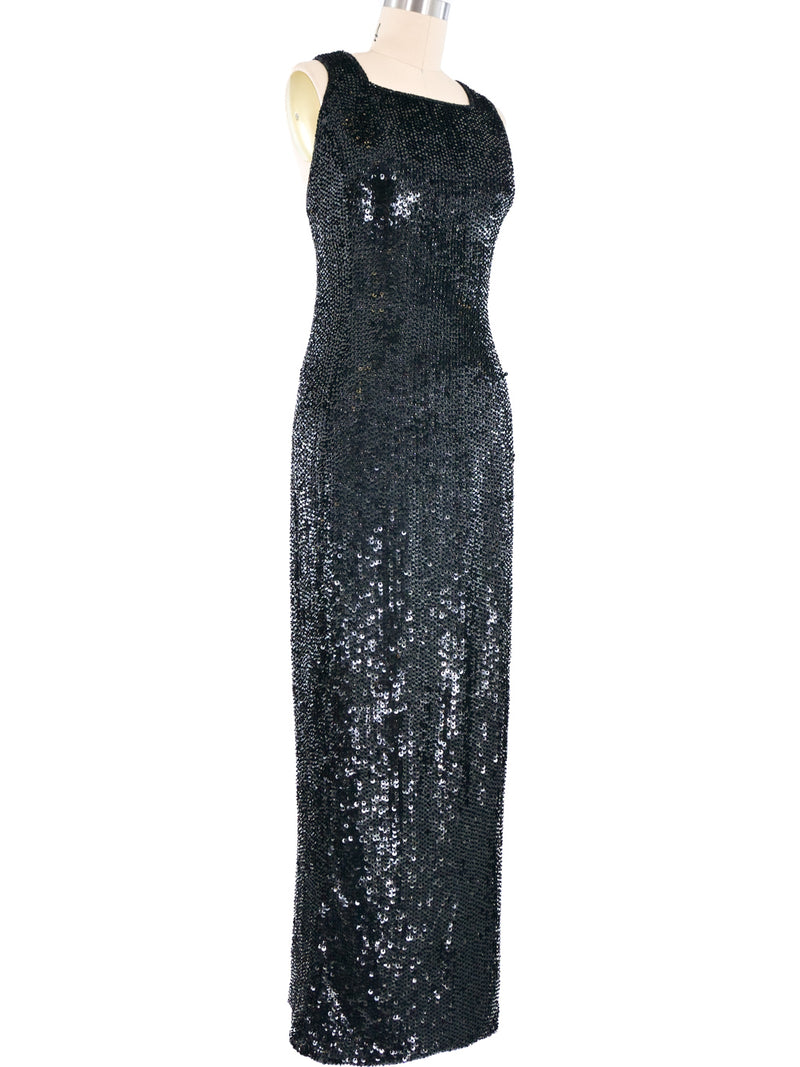 Armani Black Sequin Gown Dress arcadeshops.com