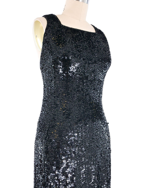 Armani Black Sequin Gown Dress arcadeshops.com