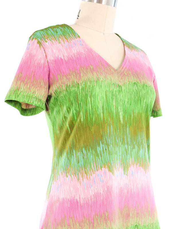 Lanvin Pink And Green Brushstroke Print Dress Dress arcadeshops.com