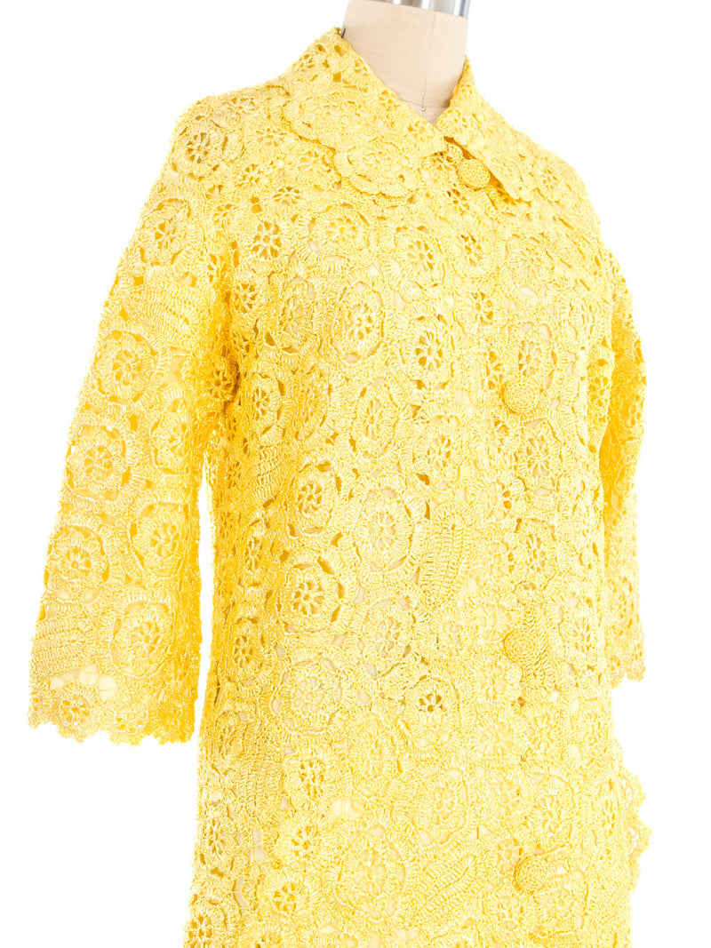 Yellow Raffia Crochet Jacket Jacket arcadeshops.com
