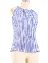 Mary McFadden Periwinkle Pleated Tank Top arcadeshops.com