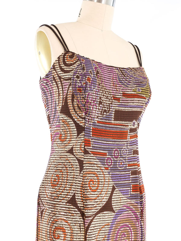 Metallic Printed Mosaic Slip Dress Dress arcadeshops.com