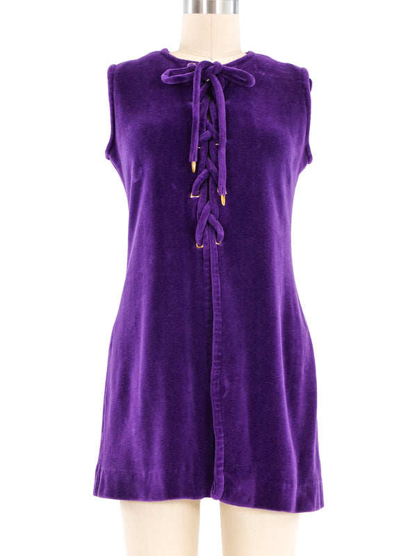 1960s Purple Velour Lace Up Vest Top arcadeshops.com