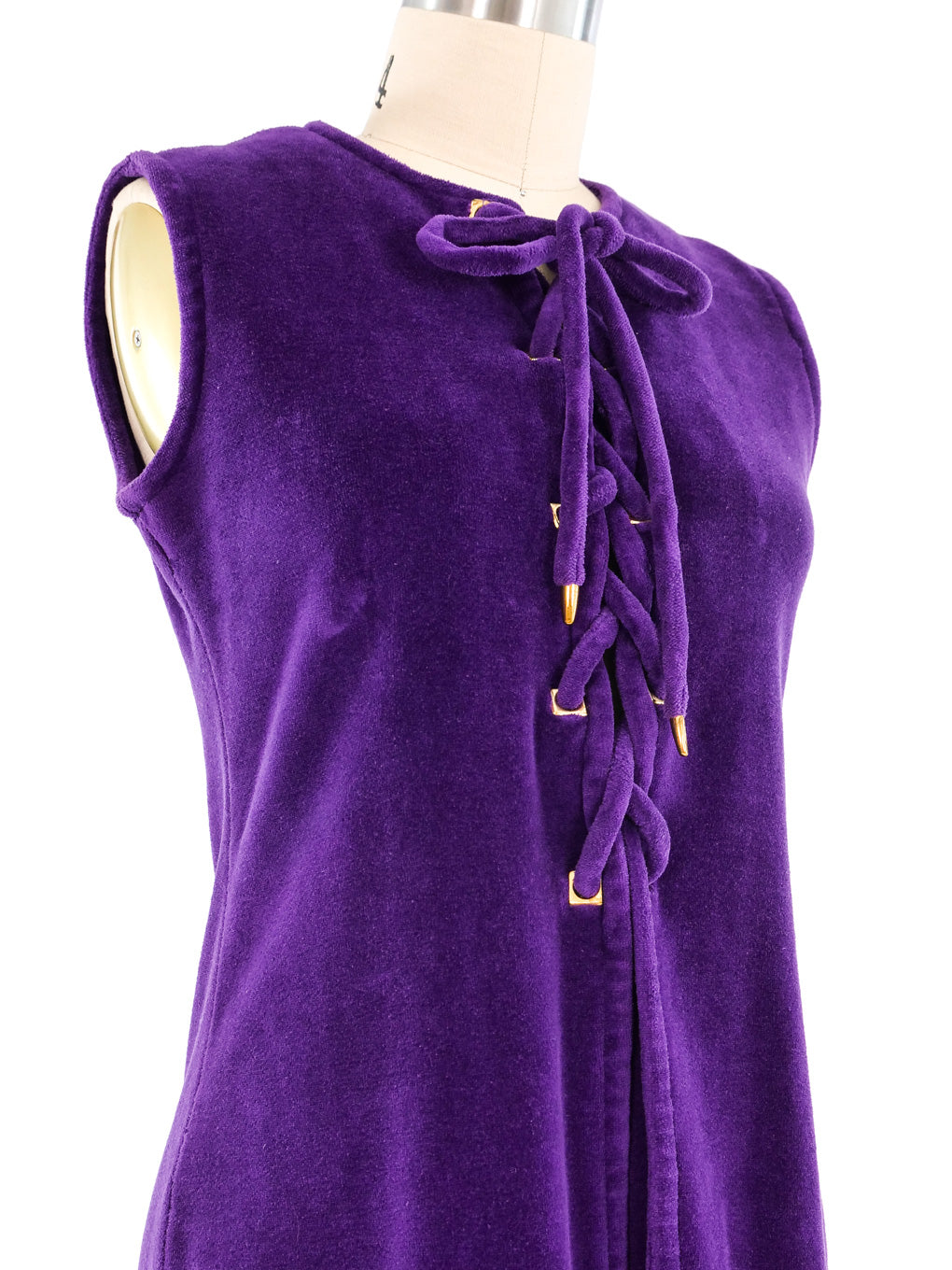 1960s Purple Velour Lace Up Vest