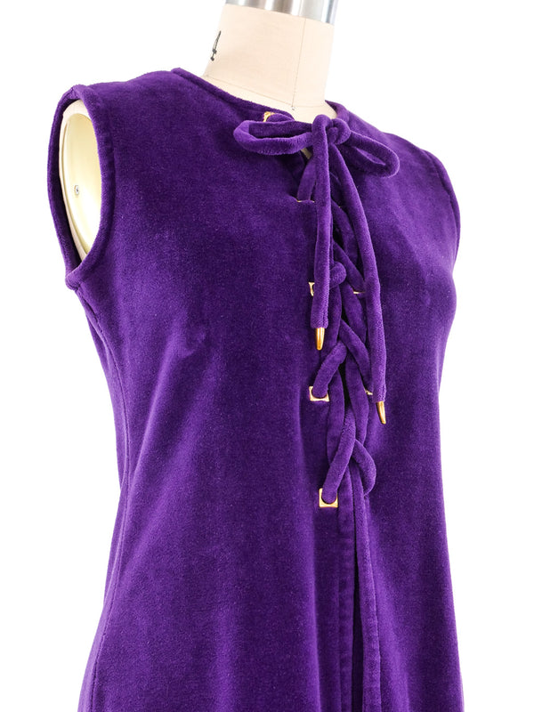 1960s Purple Velour Lace Up Vest Top arcadeshops.com
