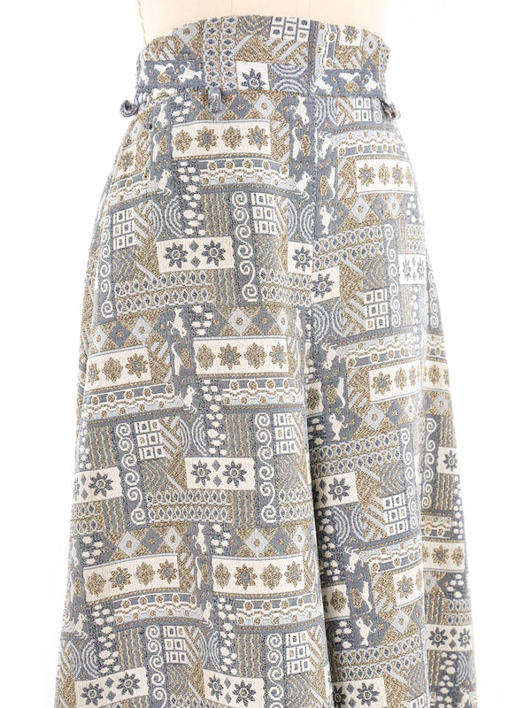 Metallic Brocade Wide Leg Trousers Bottom arcadeshops.com