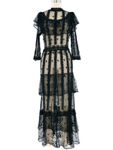 Black Crochet Tiered Ruffle Dress Dress arcadeshops.com