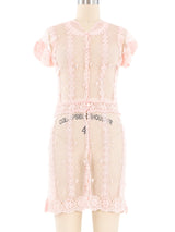 Pink Hand Crochet Mini Dress Dress arcadeshops.com