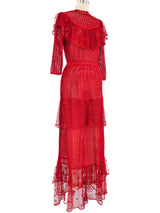 Red Ruffle Crochet Maxi Dress Dress arcadeshops.com