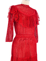 Red Ruffle Crochet Maxi Dress Dress arcadeshops.com