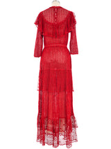 Red Ruffle Crochet Maxi Dress Dress arcadeshops.com