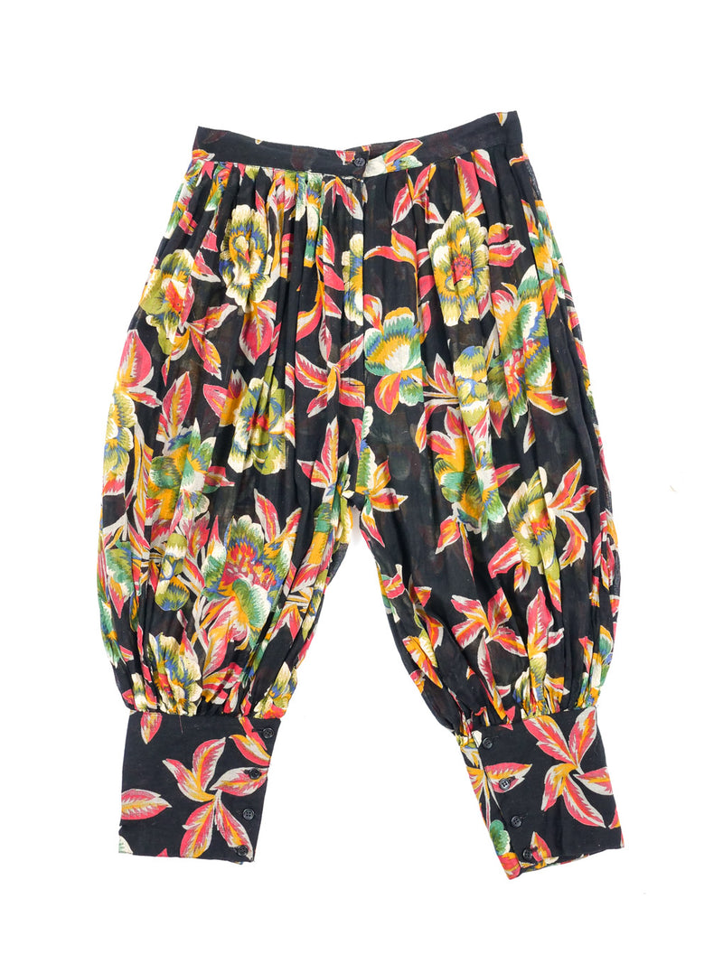 Floral Cotton Gauze Cropped Pants Bottom arcadeshops.com