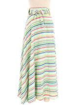 Multicolor Striped Cotton Wrap Skirt Bottom arcadeshops.com