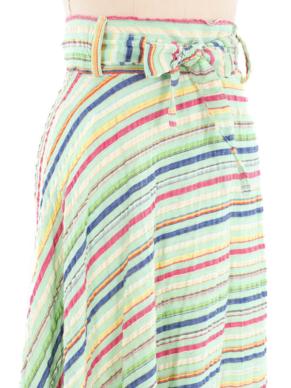 Multicolor Striped Cotton Wrap Skirt Bottom arcadeshops.com