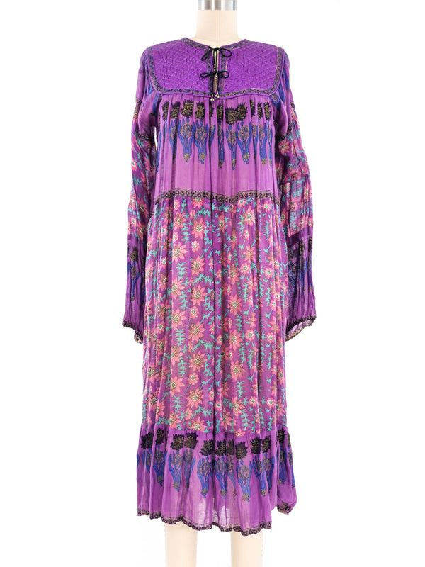 Purple Quilted Cotton Gauze Indian Dress Dress arcadeshops.com