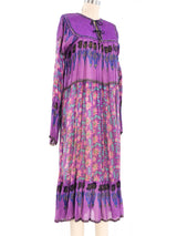 Purple Quilted Cotton Gauze Indian Dress Dress arcadeshops.com