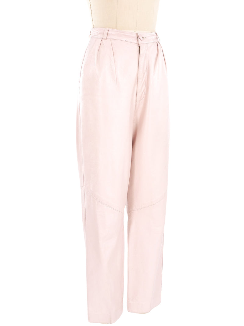Pastel Pink Leather Pants Bottom arcadeshops.com