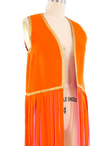 Orange and Pink Felt Fringe Vest Jacket arcadeshops.com