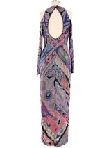 Open Shoulder Metallic Mosaic Maxi Dress Dress arcadeshops.com