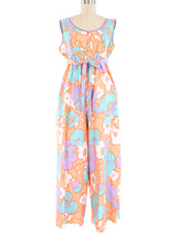 1970s Pastel Floral Jumpsuit Suit arcadeshops.com