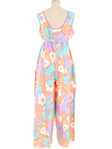 1970s Pastel Floral Jumpsuit Suit arcadeshops.com