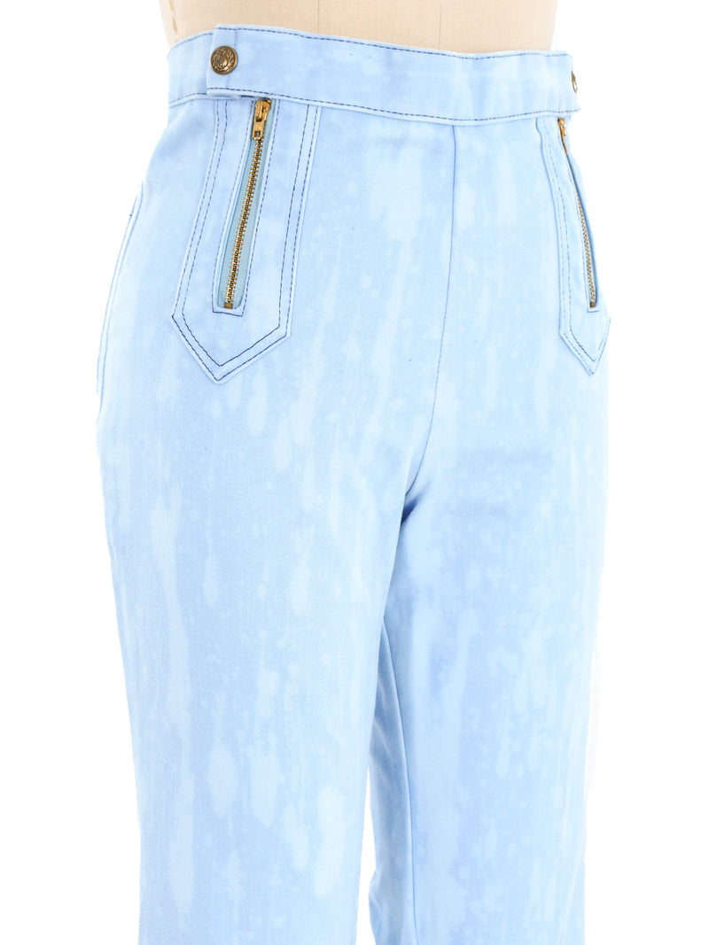 1970s Denim Cloud Wash Dyed Cotton Flare Pants Bottom arcadeshops.com