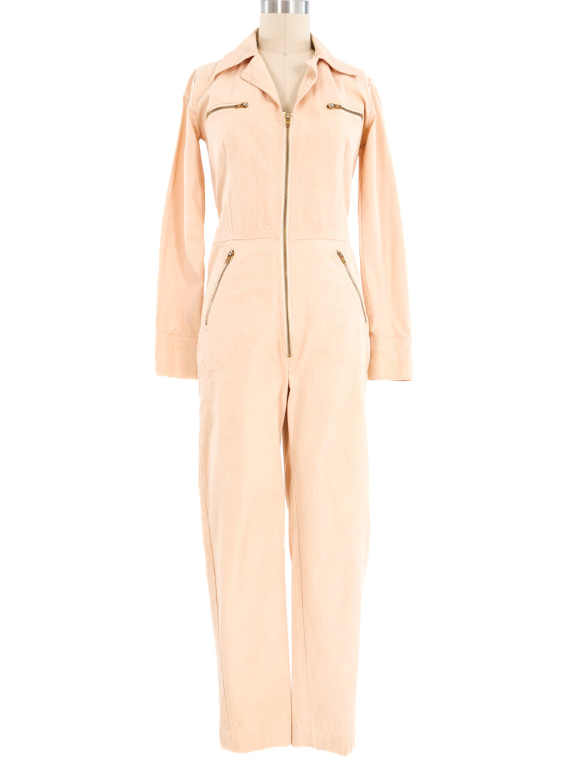 1970s Peach Zipfront Coveralls Suit arcadeshops.com