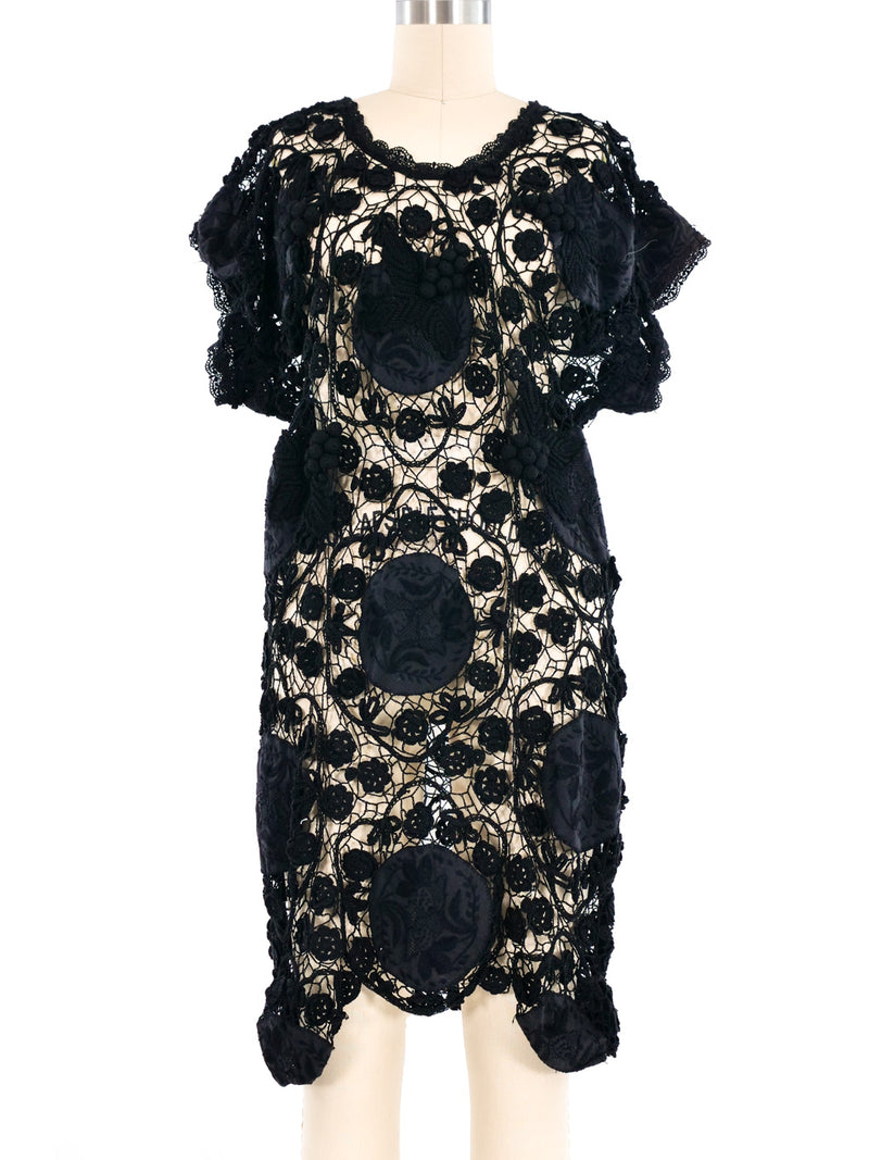 Embroidered Applique Black Crochet Dress Dress arcadeshops.com