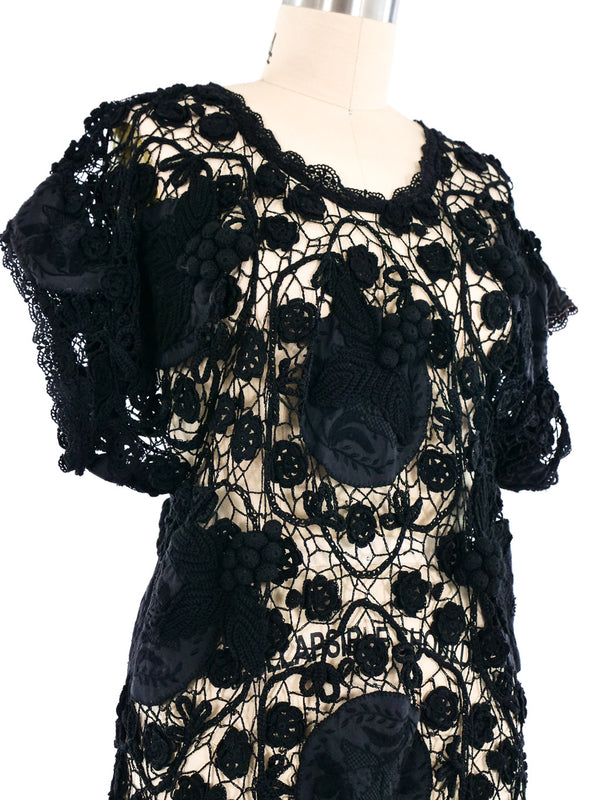 Embroidered Applique Black Crochet Dress Dress arcadeshops.com