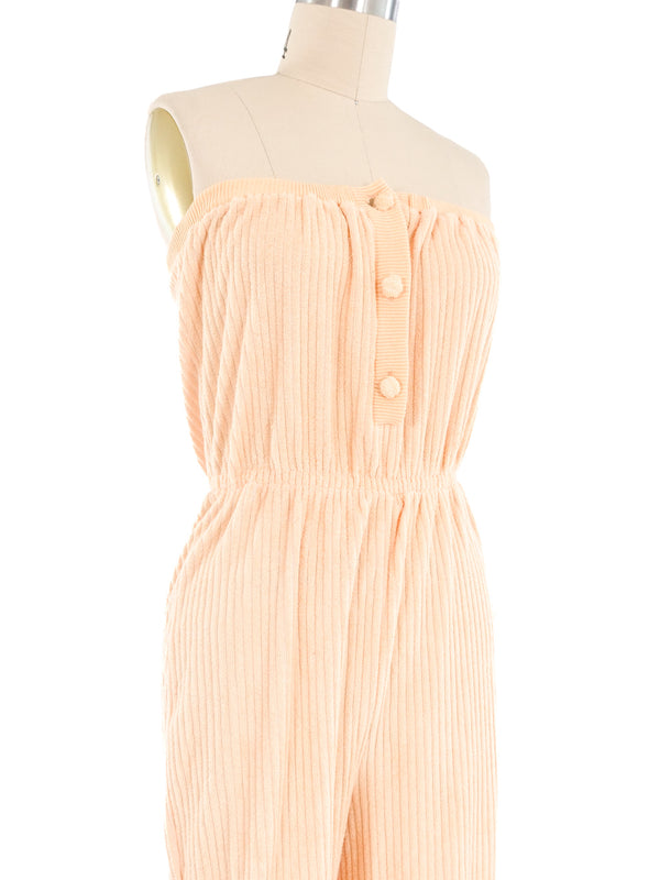 Peach Terrycloth Strapless Jumpsuit Jumpsuit arcadeshops.com