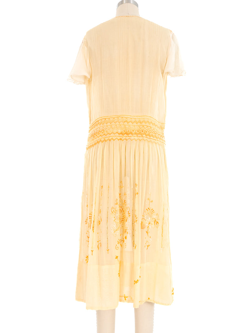 1920s Peach Embroidered Sheer Dress Dress arcadeshops.com