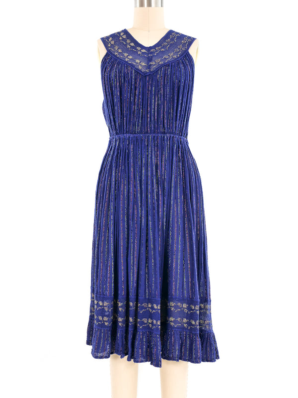 Navy Sleeveless Grecian Gauze Midi Dress Dress arcadeshops.com