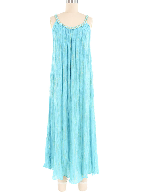 Turquoise Grecian Gauze Midi Dress Dress arcadeshops.com