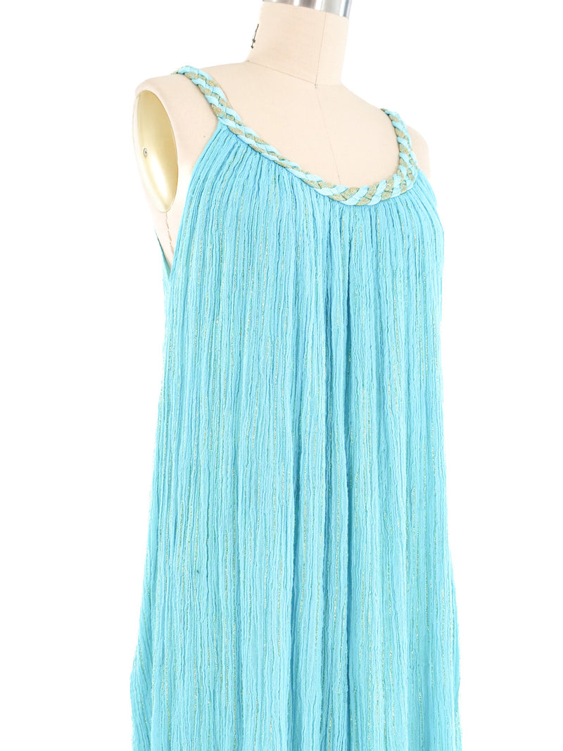 Turquoise Grecian Gauze Midi Dress Dress arcadeshops.com