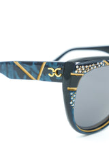 Carlotti Teal Rhinestoned Sunglasses Accessory arcadeshops.com