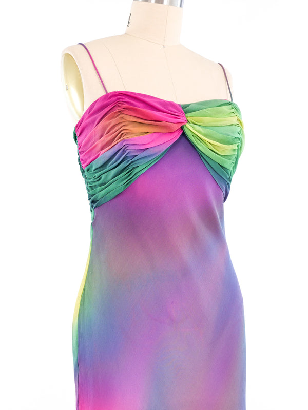 Rainbow Gradient Skinny Strap Gown Dress arcadeshops.com