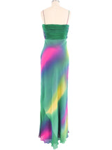 Rainbow Gradient Skinny Strap Gown Dress arcadeshops.com