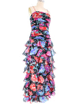 Miss Elliette Layered Floral Gown Dress arcadeshops.com